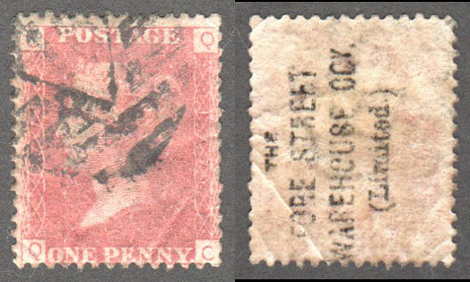 Great Britain Scott 33 Used Plate 177 - QC (Underprint) - Click Image to Close